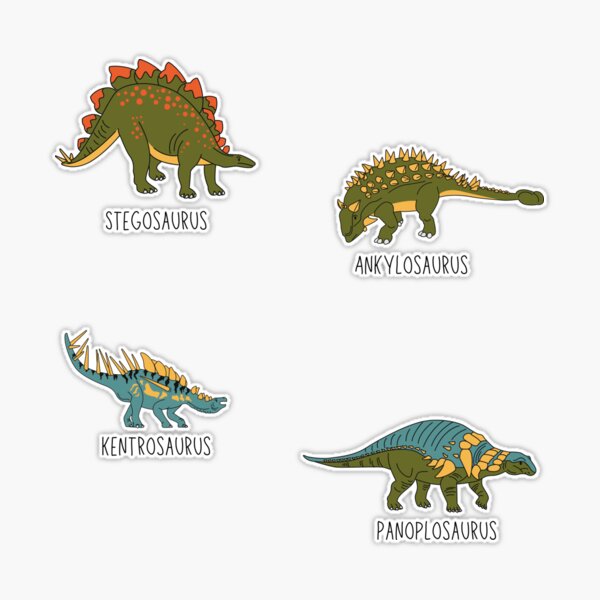 "Different types of dinosaurs stegosaurus ankylosaurus kentrosaurus  panolosaurus" Sticker for Sale by CherieTree | Redbubble