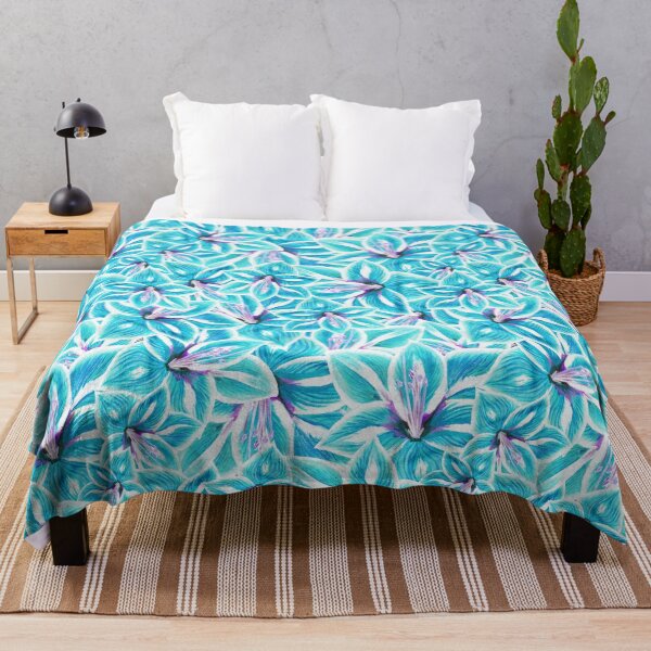 Item preview, Amaryllis violet and turquoise seamless pattern designed and sold by AleFairyland.