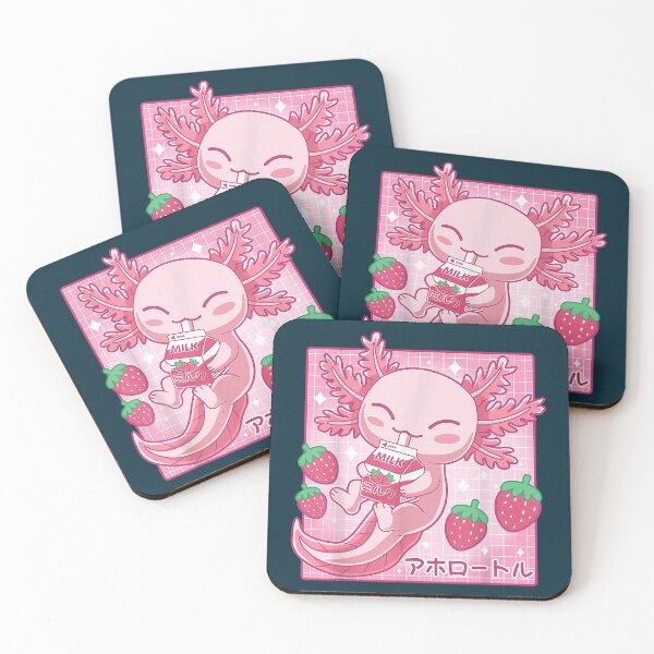 Item preview, Kawaii Axolotl Strawberry Milk Shake Carton Japanese Anime  designed and sold by RavenApparell.