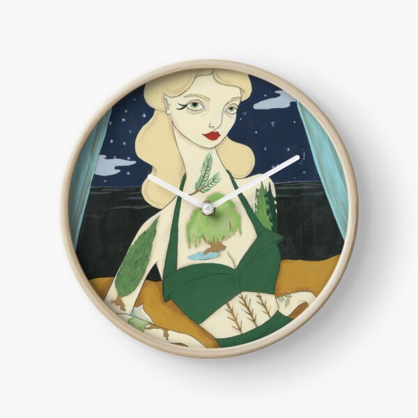 Tattooed Lady with Trees Clock