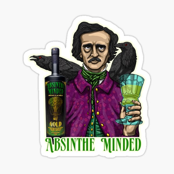 Edgar Allan Poe Absinthe Minded Logo Sticker
