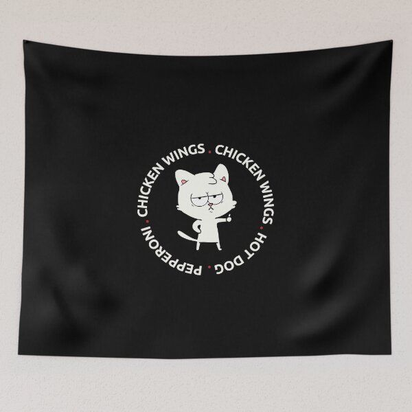 Item preview, Hungry Funny Cat - Chicken Wings Chicken, Wings, Hot Dog , Pepperoni designed and sold by CircaModern.