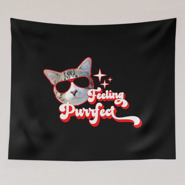 Aperçu de l'œuvre T-shirt chatFeeling Purrfect Retro Cat créée et vendue par MatthusDeligt.