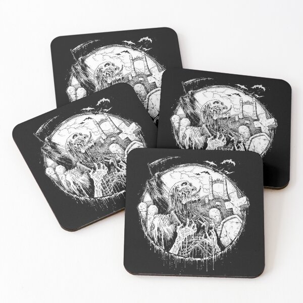 Item preview, Death Metal Skeleton Zombie in cemetery at night designed and sold by DRK7DSGN.