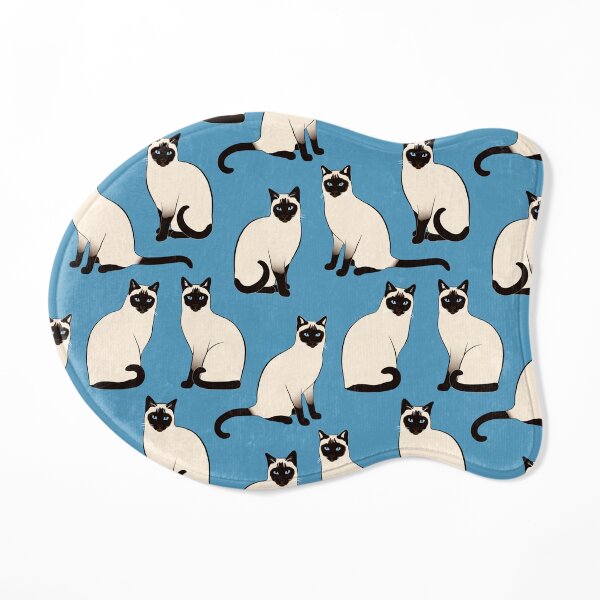 Siamese Cats sparse on blue Cat Mat