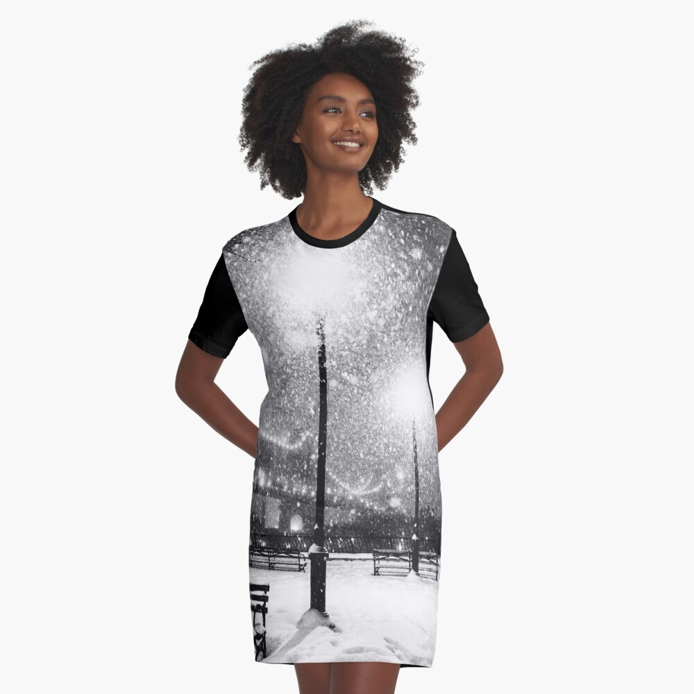 New York City Snow Graphic T-Shirt Dress