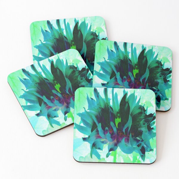 Item preview, Stunning Teal and Black Cactus Dahlia designed and sold by myrubiogarden.