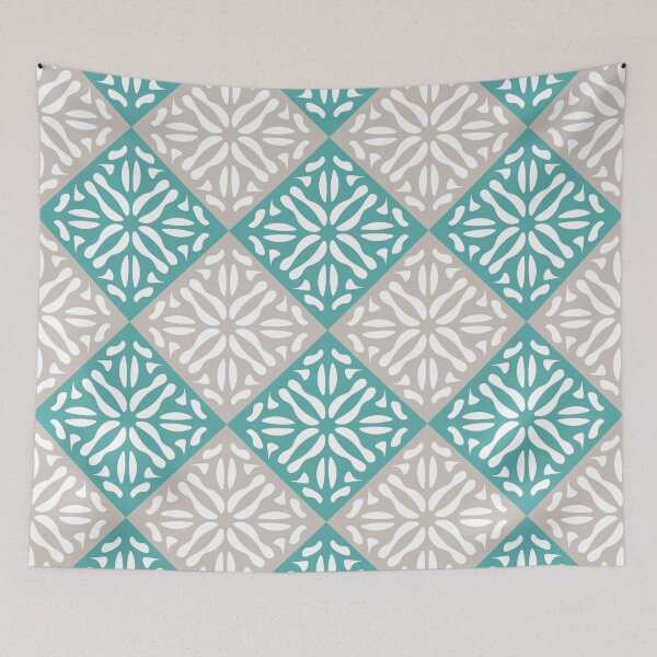 Item preview, Porto Tiles Inspired Pattern Light Petroleium and Rose designed and sold by AnaZugelj.