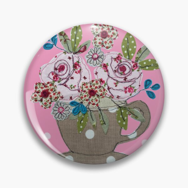 Item preview, Embroidered flowers in a teacup  designed and sold by Leatextileart.