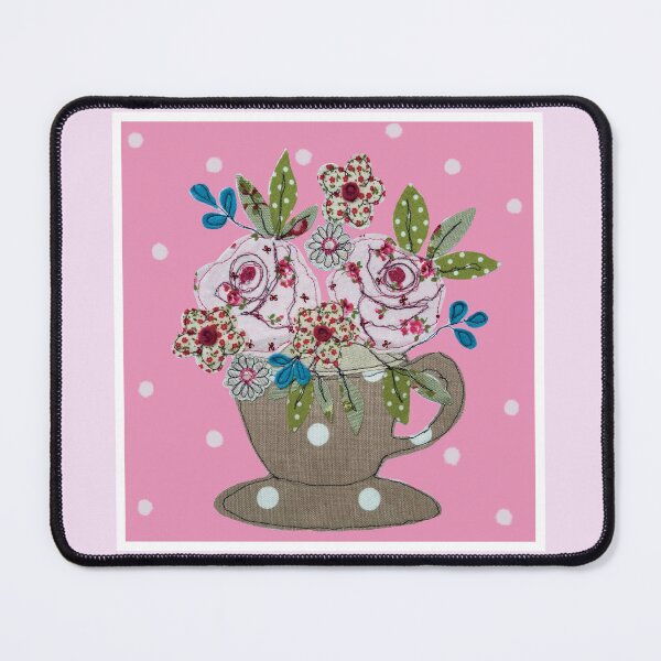 Item preview, Embroidered flowers in a teacup designed and sold by Leatextileart.
