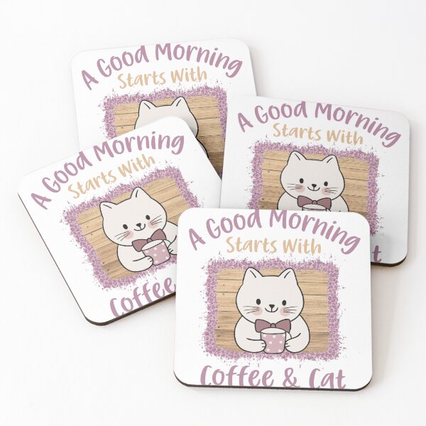 Item preview, A Good Morning Starts with Coffee & Cat designed and sold by HappyLifeCreate.