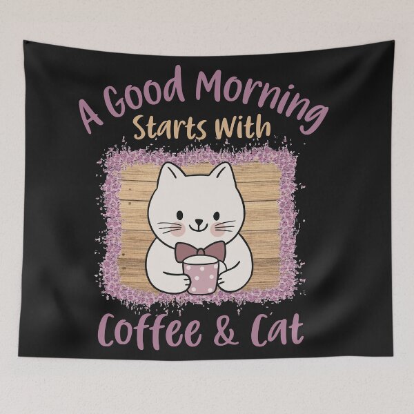 Item preview, A Good Morning Starts with Coffee & Cat designed and sold by HappyLifeCreate.