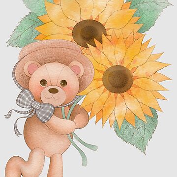 Sticker for Sale avec l'œuvre « Ours en peluche tournesol d'été
