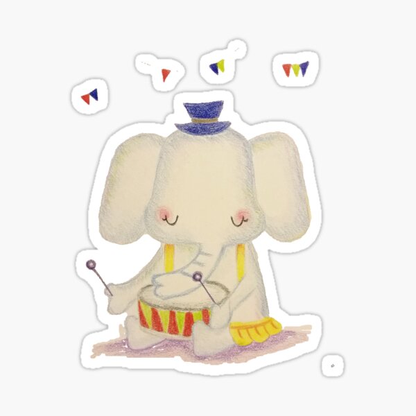 Drumming Elephant Sticker