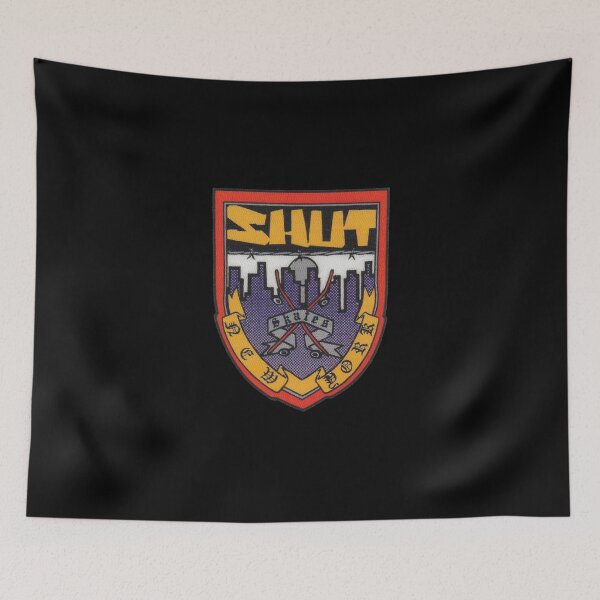 Item preview, Shield Shut Skateboard T Shirt Design Sticker designed and sold by marshacryjsy7.