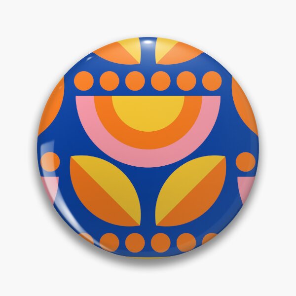 Item preview, Minimalist Floral in Blue and Orange designed and sold by latheandquill.