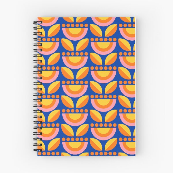 Item preview, Minimalist Floral in Blue and Orange designed and sold by latheandquill.