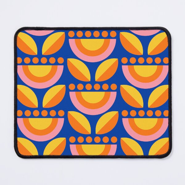Item preview, Minimalist Floral in Blue and Orange designed and sold by latheandquill.