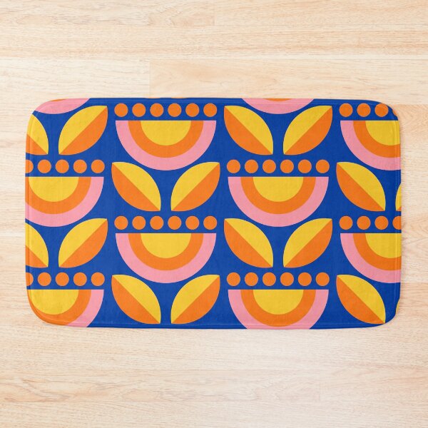 Item preview, Minimalist Floral in Blue and Orange designed and sold by latheandquill.