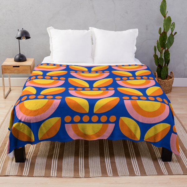 Item preview, Minimalist Floral in Blue and Orange designed and sold by latheandquill.