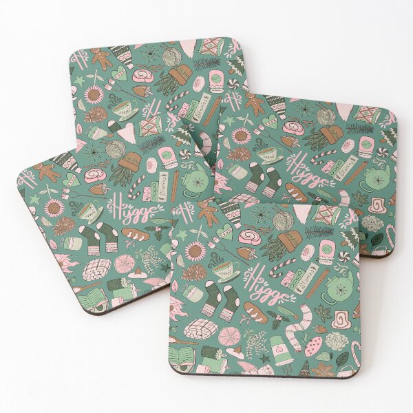Item preview, Hygge Doodles Pattern - Pink-Mint-Brown Palette & Jade designed and sold by EcoElsa.