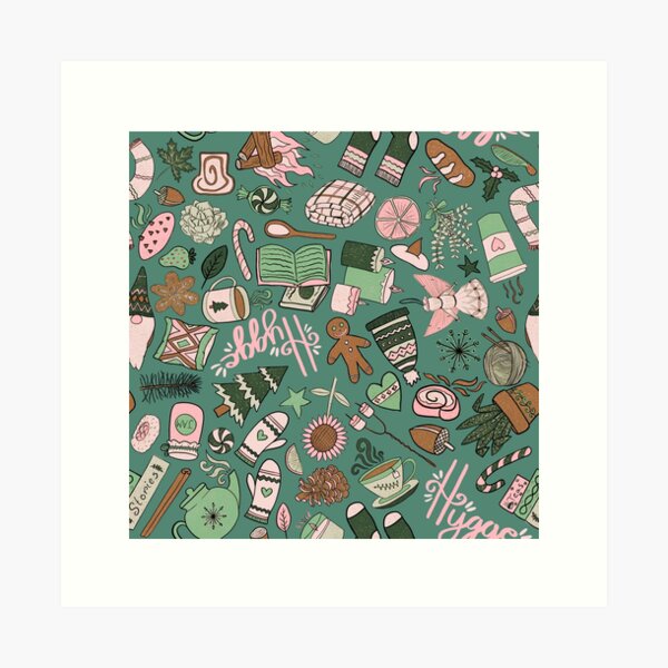 Item preview, Hygge Doodles Pattern - Pink-Mint-Brown Palette & Jade designed and sold by EcoElsa.