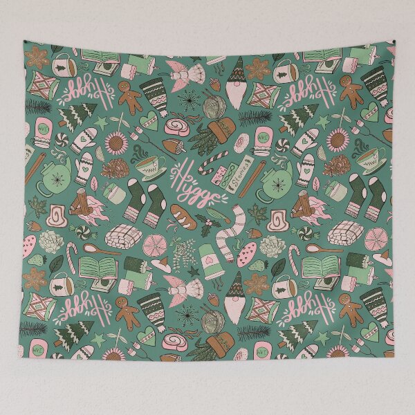 Item preview, Hygge Doodles Pattern - Pink-Mint-Brown Palette & Jade designed and sold by EcoElsa.