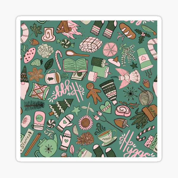 Item preview, Hygge Doodles Pattern - Pink-Mint-Brown Palette & Jade designed and sold by EcoElsa.