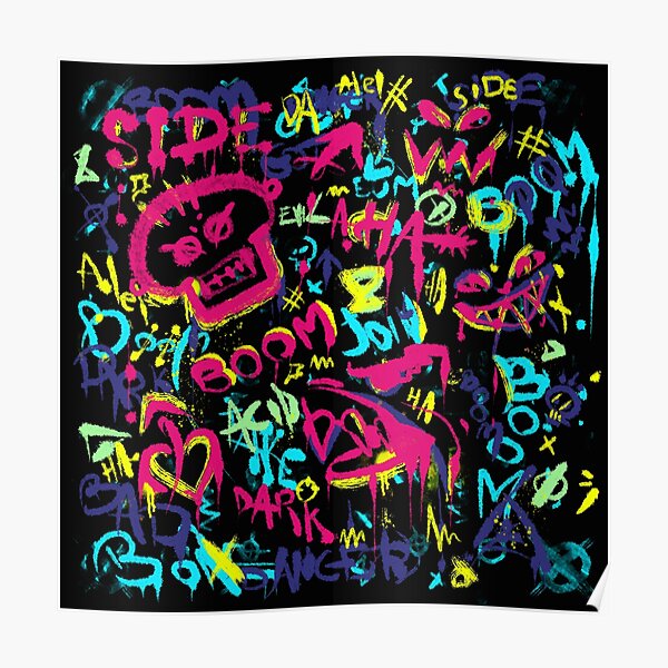 Neon Street Art Graffiti Creation Print Poster The dark side of