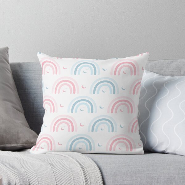 Item preview, Boho Rainbow Pattern Dusty Pink Blue Moon and Stars Dreamy designed and sold by lovelyvibezzzz.