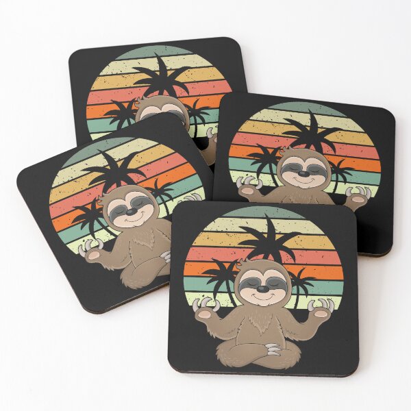 Item preview, Cute Adorable Meditating Sloth Focused On Retro Palm Tree Beach Life designed and sold by two7designs.