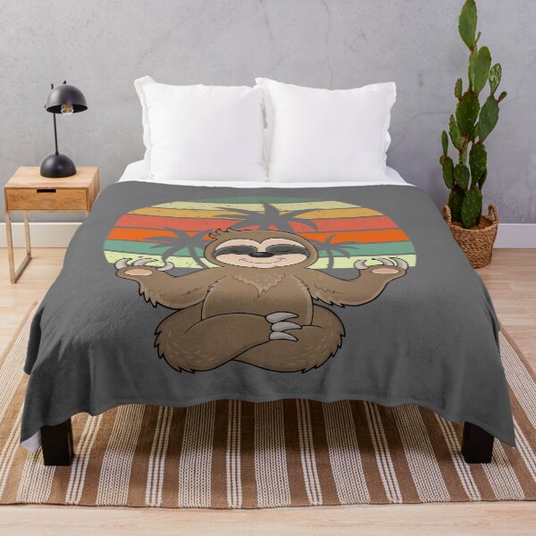 Item preview, Cute Adorable Meditating Sloth Focused On Retro Palm Tree Beach Life designed and sold by two7designs.