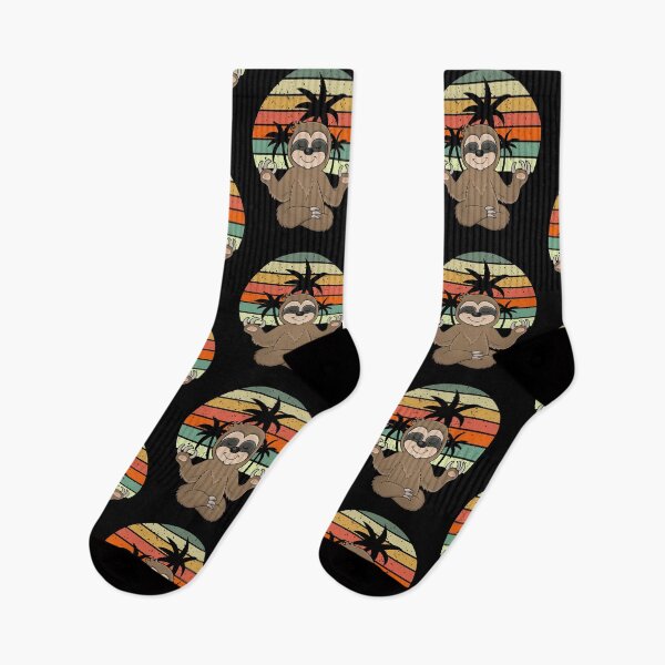 Item preview, Cute Adorable Meditating Sloth Focused On Retro Palm Tree Beach Life designed and sold by two7designs.