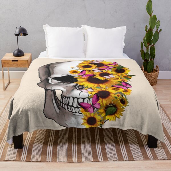 Item preview, sunflowers Skull human anatomy floral, skeleton watercolor,mask cool, funny,cute, designed and sold by Collagedream.