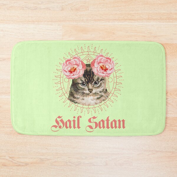 Item preview, Hail Satan Cute Floral Spring Kitty designed and sold by BetterDaze.