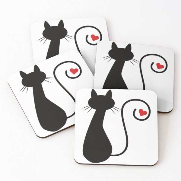 Item preview, Black Cat Silhouette with Heart Tail >^..^< designed and sold by bayberrygal.