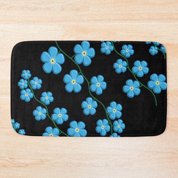 Item preview, Forget-Me-Not Flower Branch Stem (Black Background Color) designed and sold by burbankdesigns.