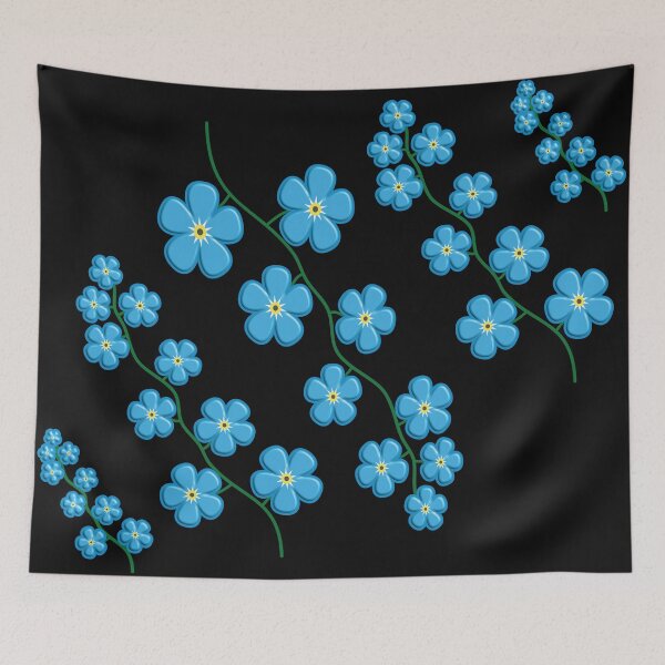 Item preview, Forget-Me-Not Flower Branch Stem (Black Background Color) designed and sold by burbankdesigns.