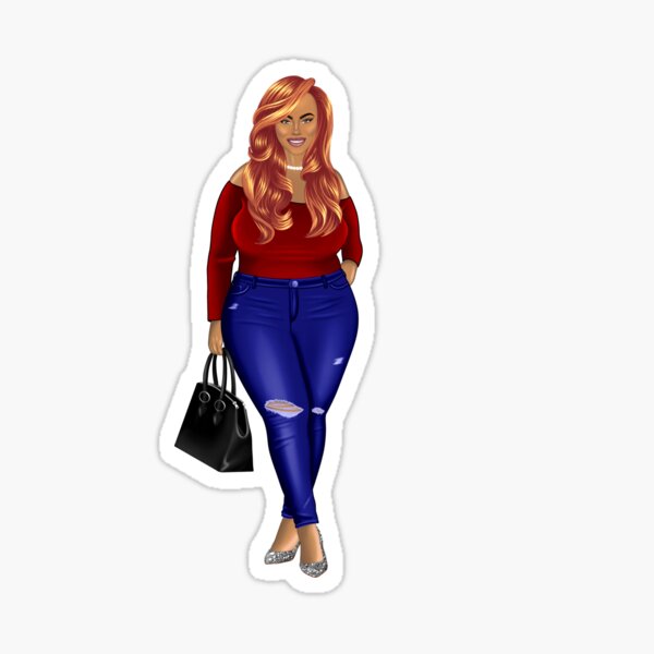 Fashion lady, lady boss, curvy girl stickers, plus size woman Art