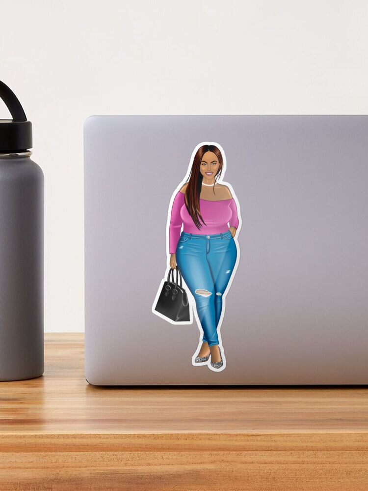 Fashion lady, lady boss, curvy girl stickers, plus size woman Art