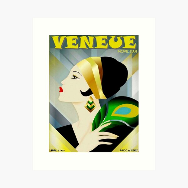 Vista previa del artículo con la obra «VENEUE: Vintage 1929 Abstract Flapper Publicidad impresa», diseñado y vendido por posterbobs.