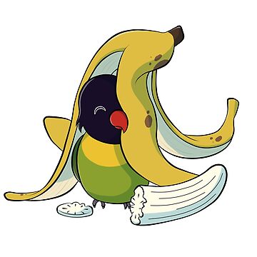 Artwork thumbnail, Cute masked lovebird with a banana by Lovebirbs