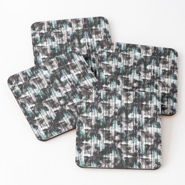 Item preview, Virtual torn stripes over cyan and charcoal stained white designed and sold by ShapesColors.