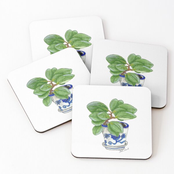 Item preview,  Illustration of Peperomia obtusifolia in pot, in watercolor designed and sold by Malu-Iriarte.