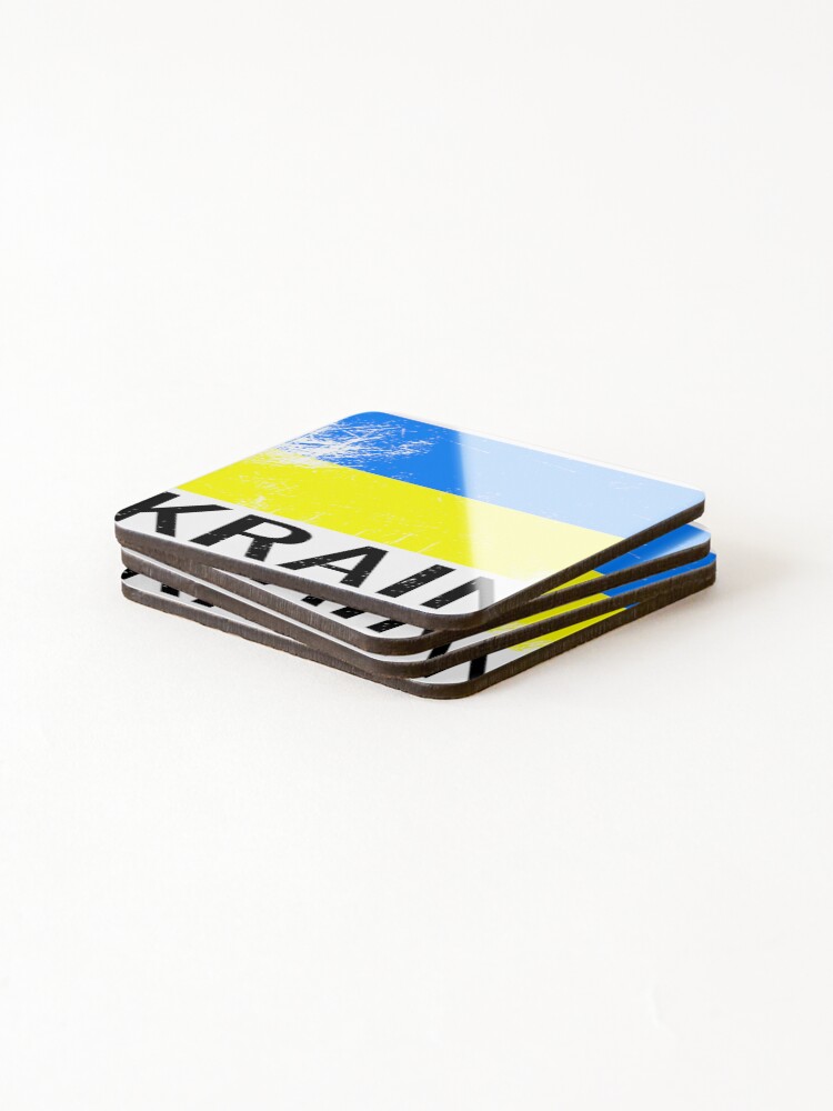 Thumbnail 4 of 5, Coasters (Set of 4), Ukraine flag designed and sold by RPHDesigns.