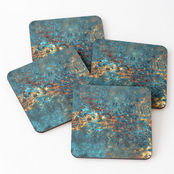 Item preview, Abstract Teal & Gold Psychedelic Fractal Galaxy designed and sold by SXW Designs.