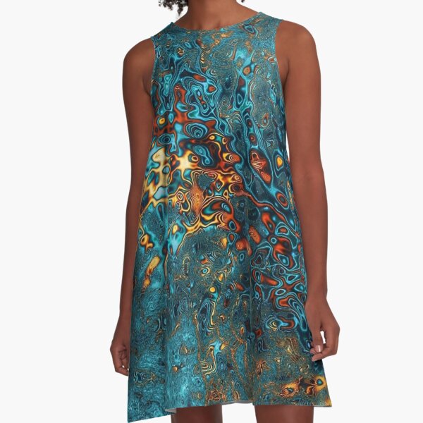 Item preview, Abstract Teal & Gold Psychedelic Fractal Galaxy designed and sold by SXW Designs.