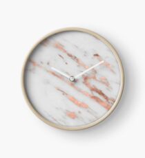 Marble - Rose Gold Marble with White Gold Foil Pattern Clock