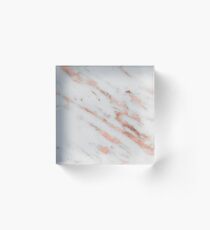 Marble - Rose Gold Marble with White Gold Foil Pattern Acrylic Block