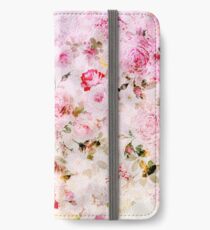 Rosa Blumenmuster des Pastell-Aquarells der Weinlese iPhone Flip-Case/Hülle/Klebefolie
